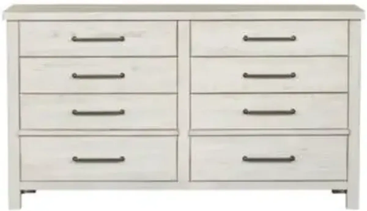 Liberty Furniture Modern Farmhouse White Distressed Wood 8-Drawer Dresser