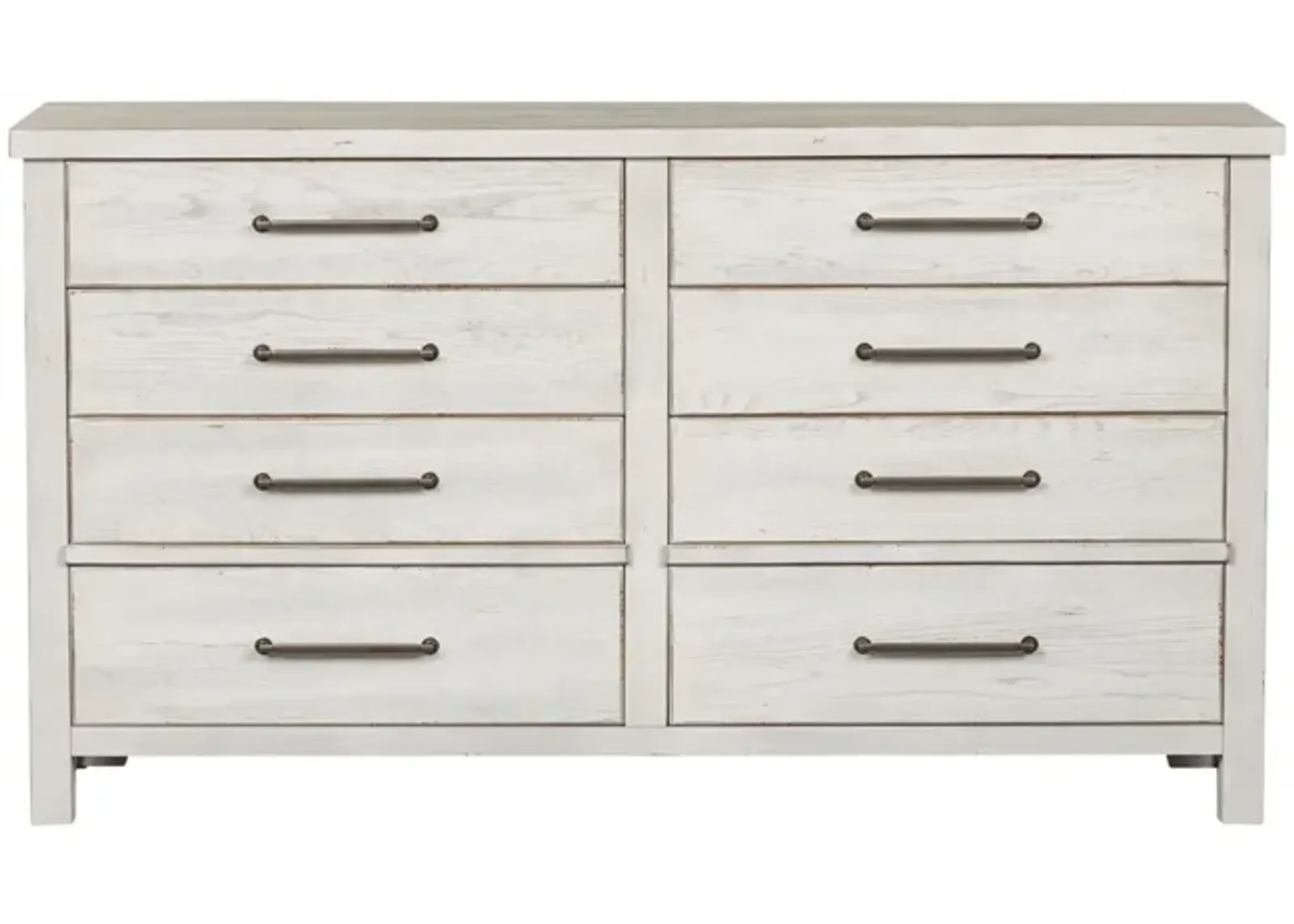 Liberty Furniture Modern Farmhouse White Distressed Wood 8-Drawer Dresser