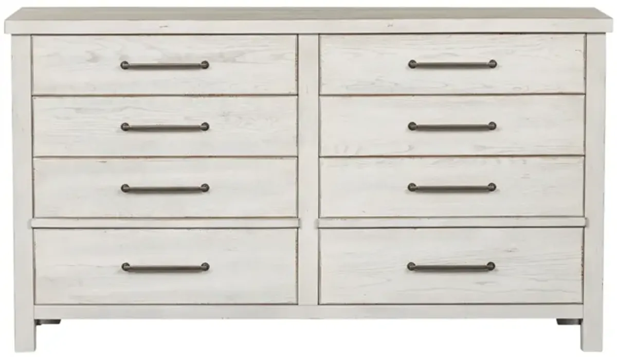 Liberty Furniture Modern Farmhouse White Distressed Wood 8-Drawer Dresser