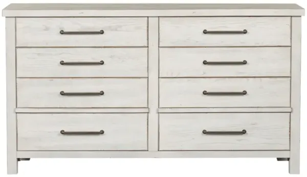 Liberty Furniture Modern Farmhouse White Distressed Wood 8-Drawer Dresser