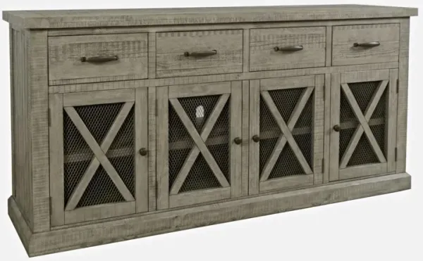 Jofran Telluride Driftwood 4-Drawer 4-Door Sideboard