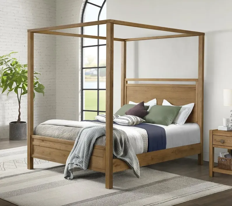 BOHO KING CANOPY BED IN PRAIRIE OAK