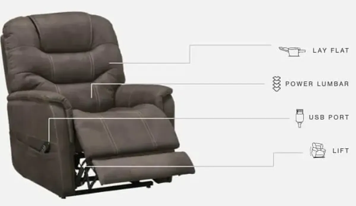 Ashley Ballister Gunmetal Power Lift Recliner