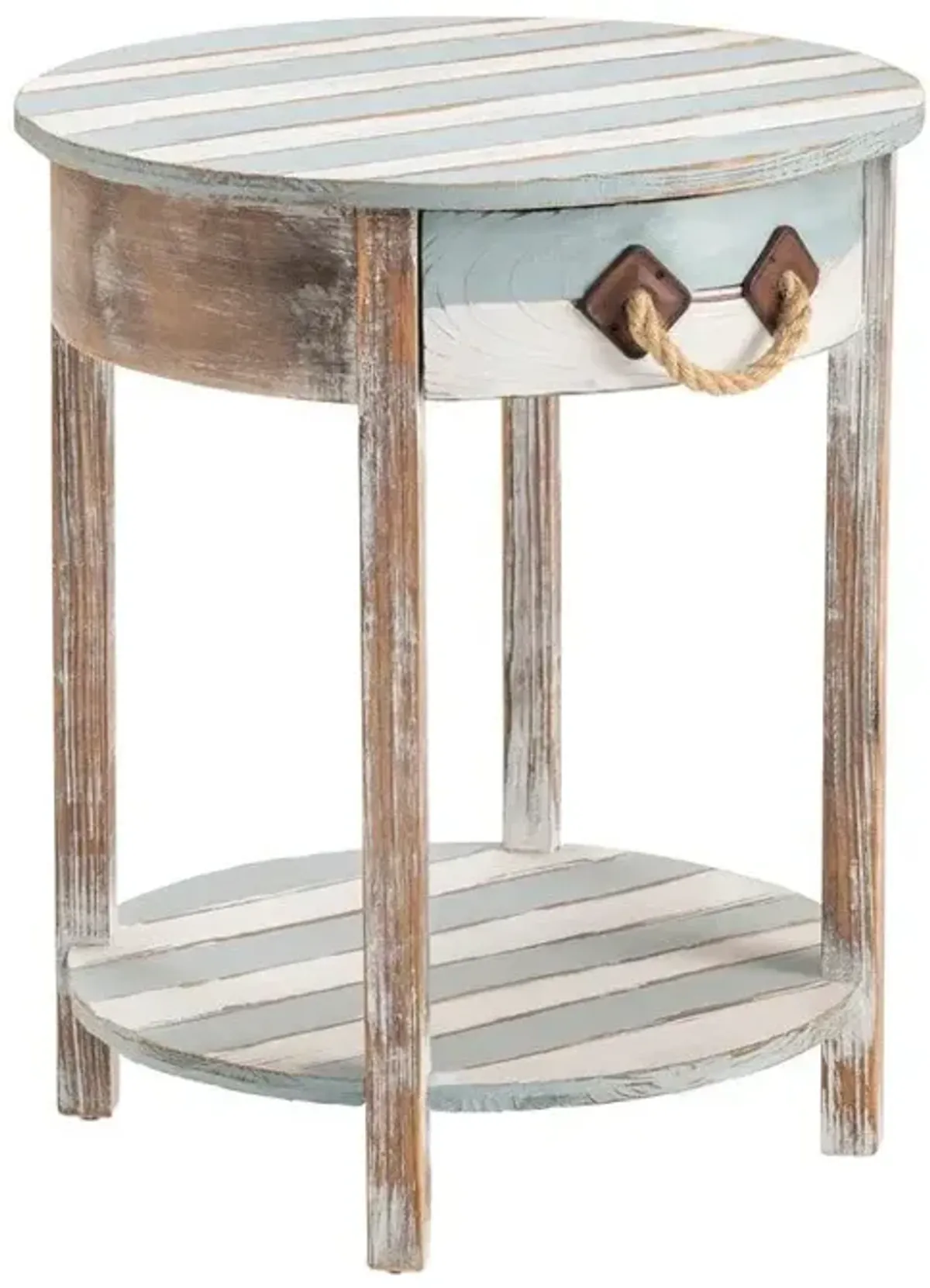 Crestview Nantucket Blue & White Accent Table