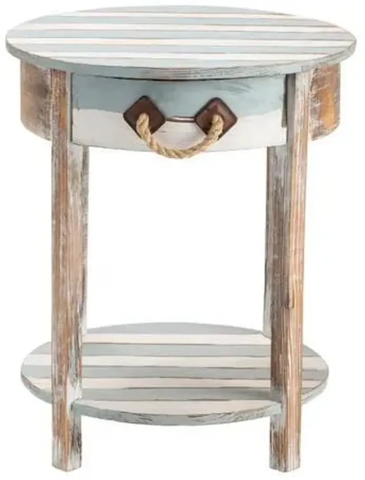 Crestview Nantucket Blue & White Accent Table