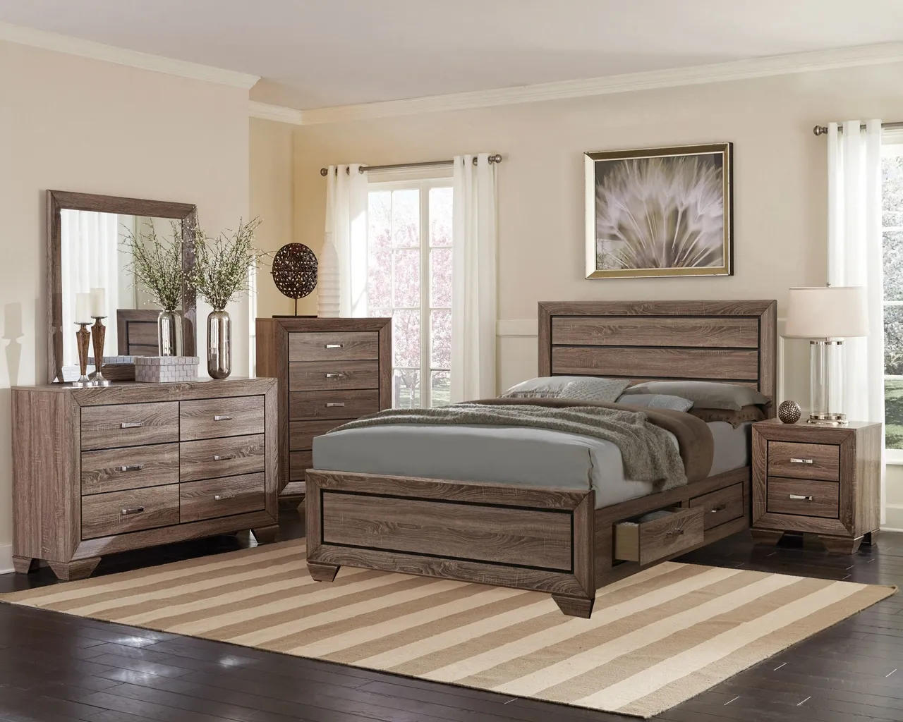 KAUFFMAN QUEEN STORAGE BED WASHED TAUPE