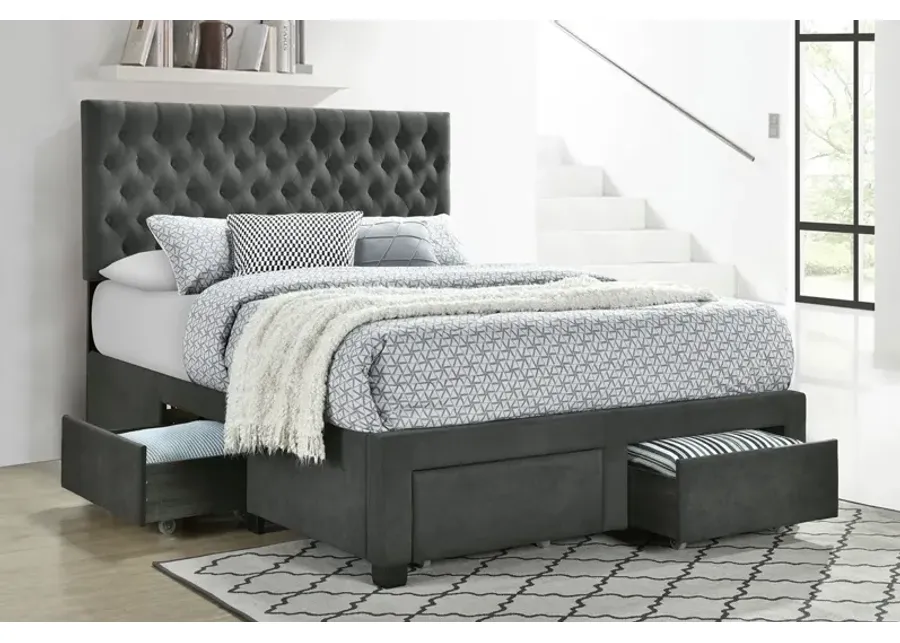 SOLEDAD FULL STORAGE BED GREY UPHOLSTERED BED