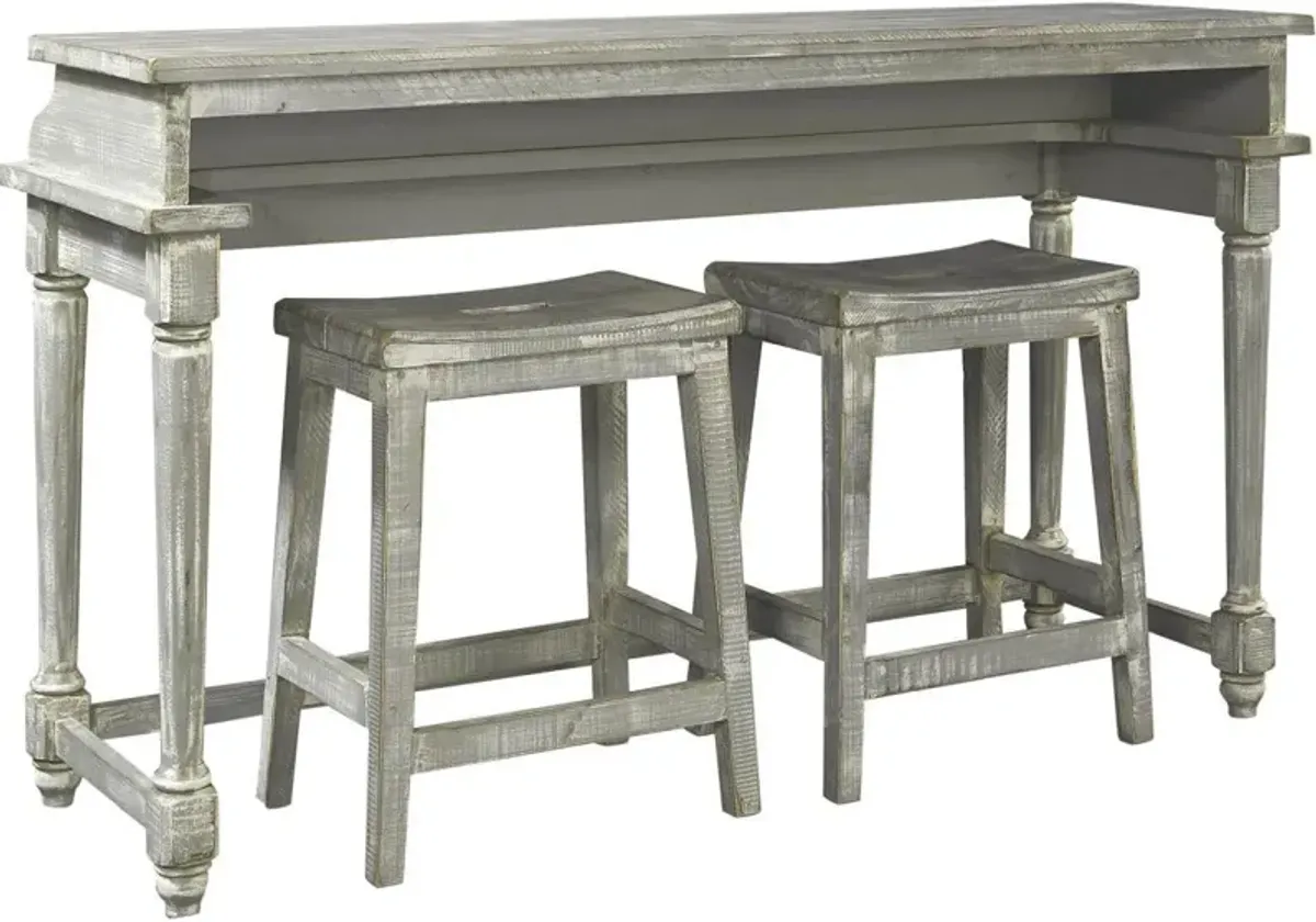 Aspenhome Hinsdale 3-Piece Greywood Console Bar Stools & Table Set