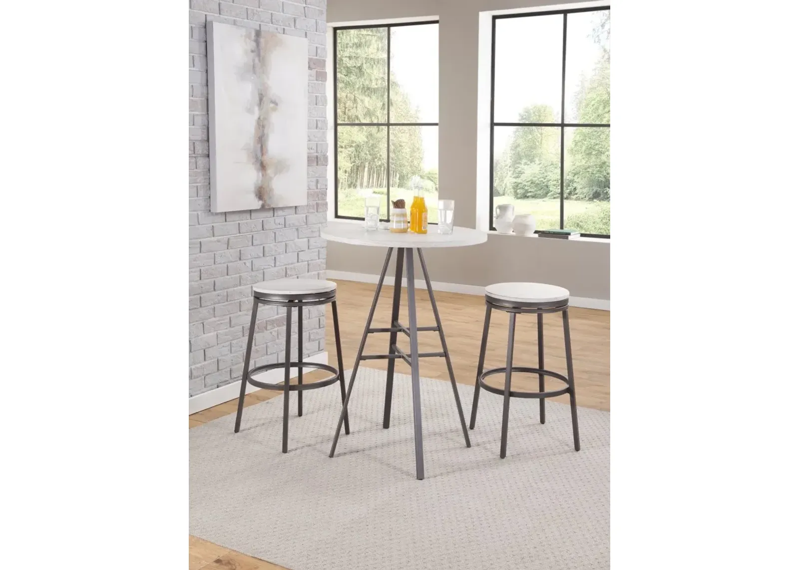 American Woodcrafters Stockton Backless Stool Metal Frame Barstool in Slate Grey with White Oak Seat