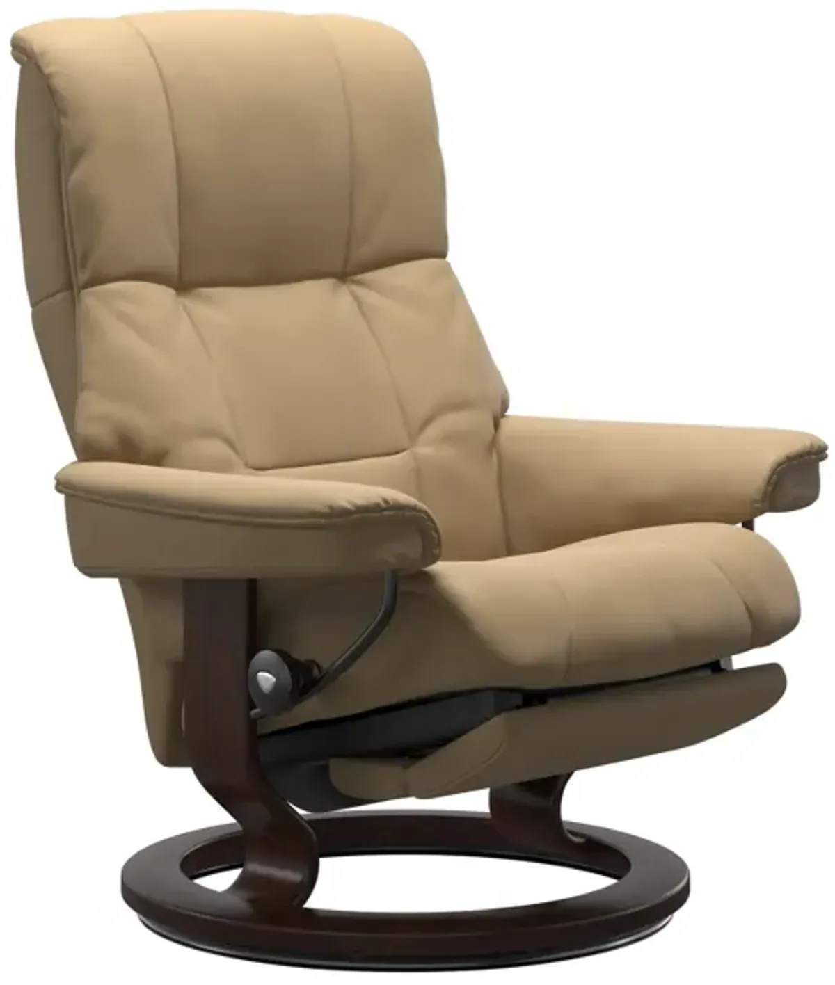 Stressless Mayfair Medium Leather Recliner Chair in Paloma Sand with Classic Brown Base