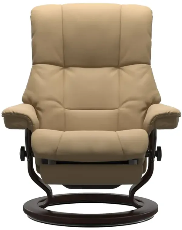 Stressless Mayfair Medium Leather Recliner Chair in Paloma Sand with Classic Brown Base
