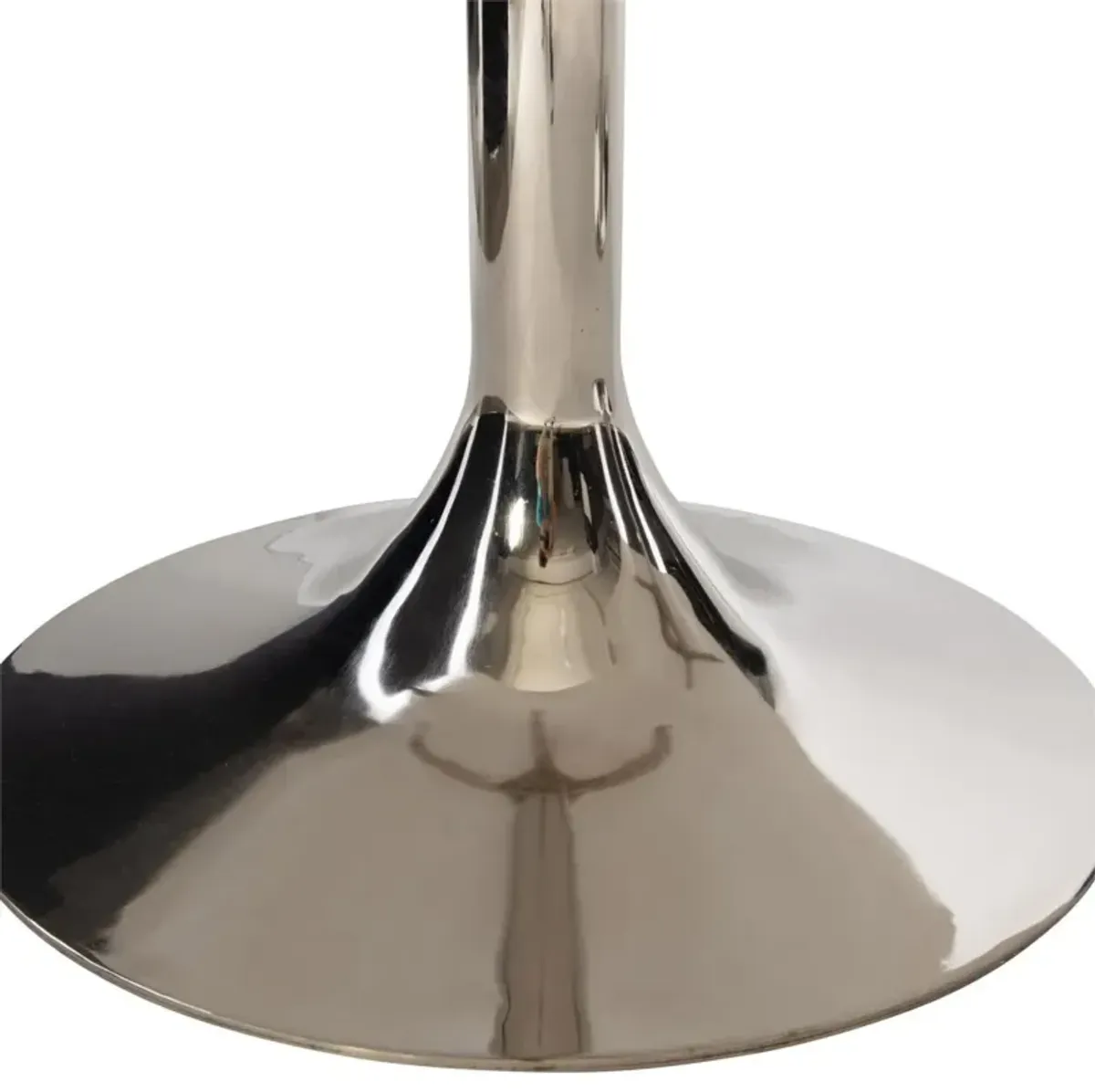 Bernhardt Alexis Banswara Marble Top Round Dining Table Base in a Shiny Nickel Finish