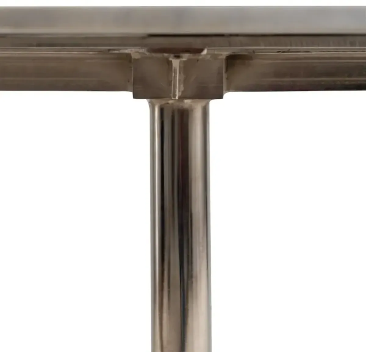 Bernhardt Alexis Banswara Marble Top Round Dining Table Base in a Shiny Nickel Finish