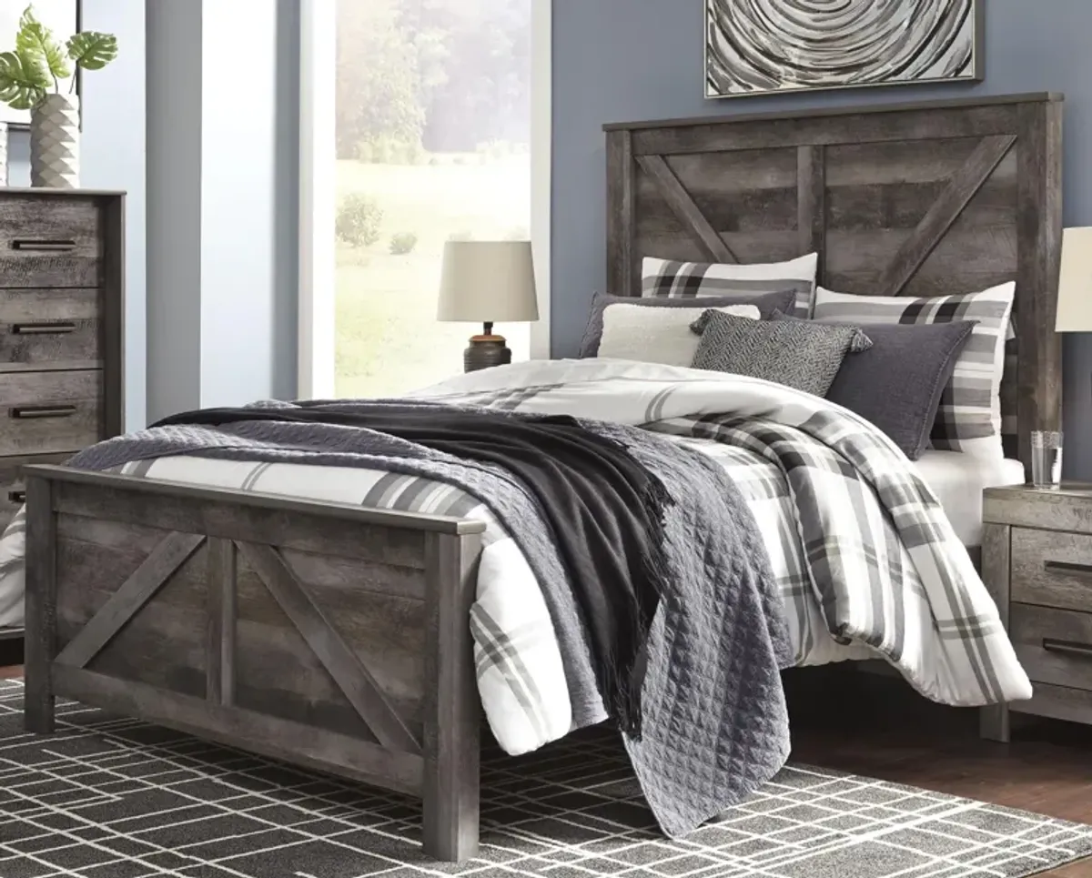 Ashley Wynnlow Gray Queen Crossbuck Panel Bed