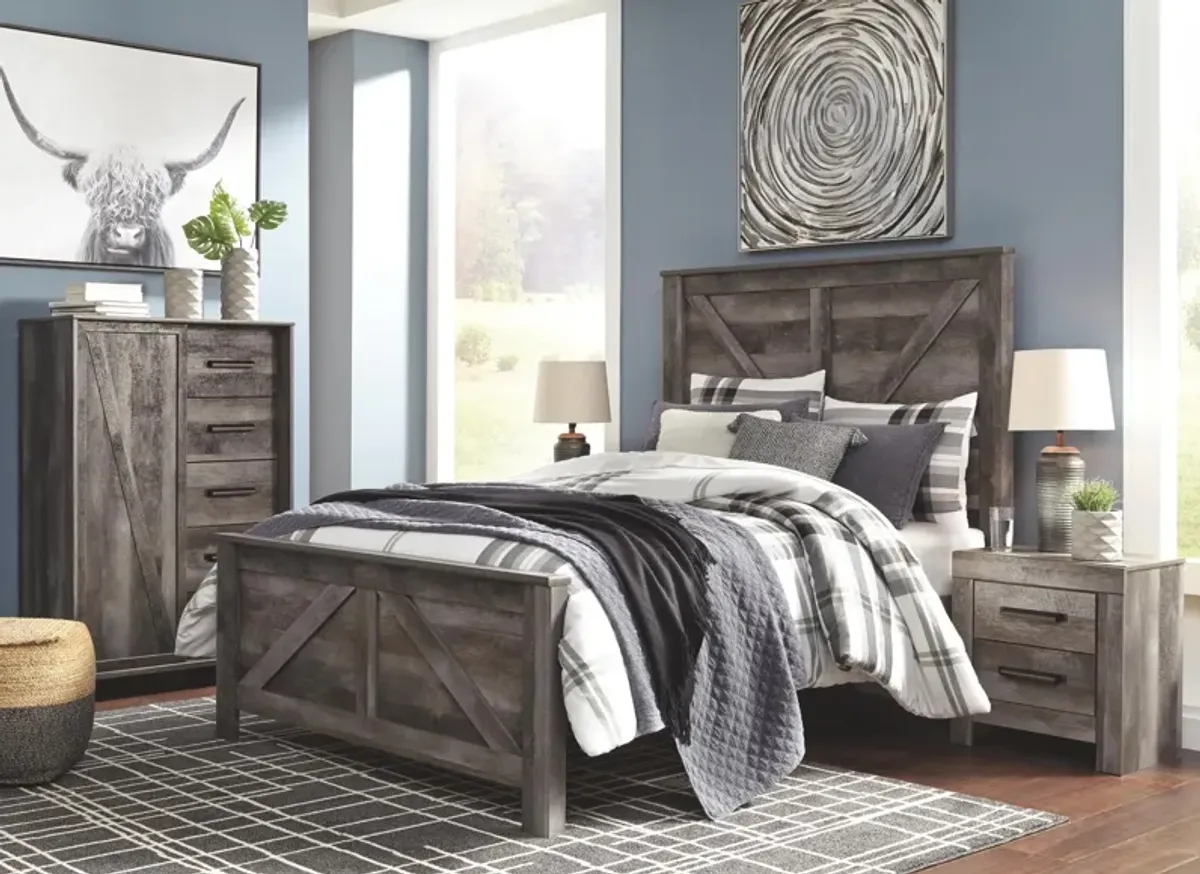 Ashley Wynnlow Gray Queen Crossbuck Panel Bed