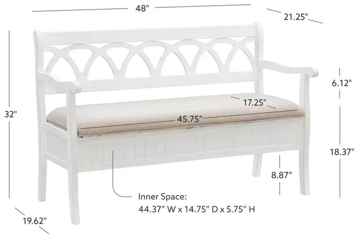 Powell Elliana Storage Bench White