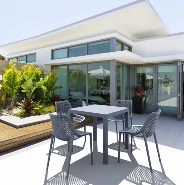 Compamia Air Square Dining Set with 4 Chairs Dark Gray