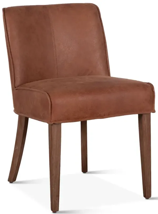 Home Trends Design Grosvenor Tan Leather Side Armless Chair