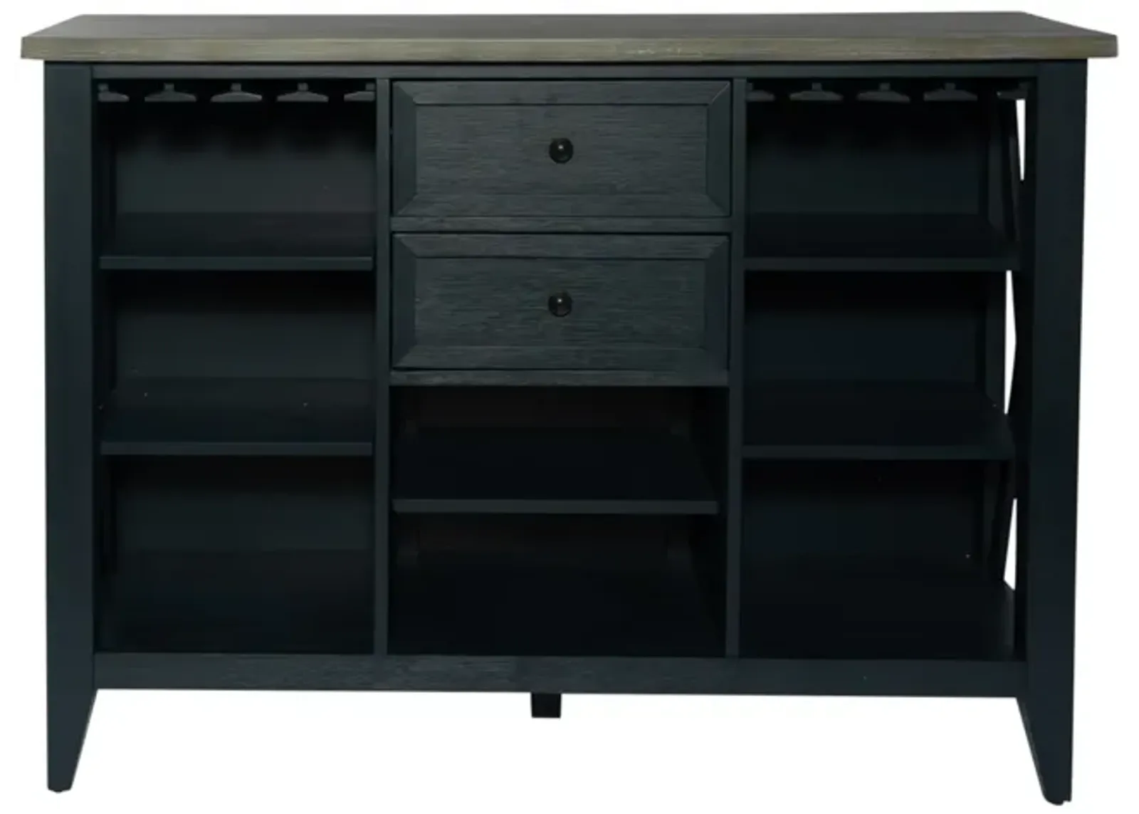 Liberty Lakeshore Wirebrushed Navy Server with Wood Tone Top