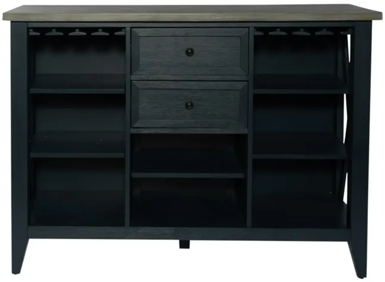 Liberty Furniture Lakeshore Wirebrushed Navy Server with Wood Tone Top