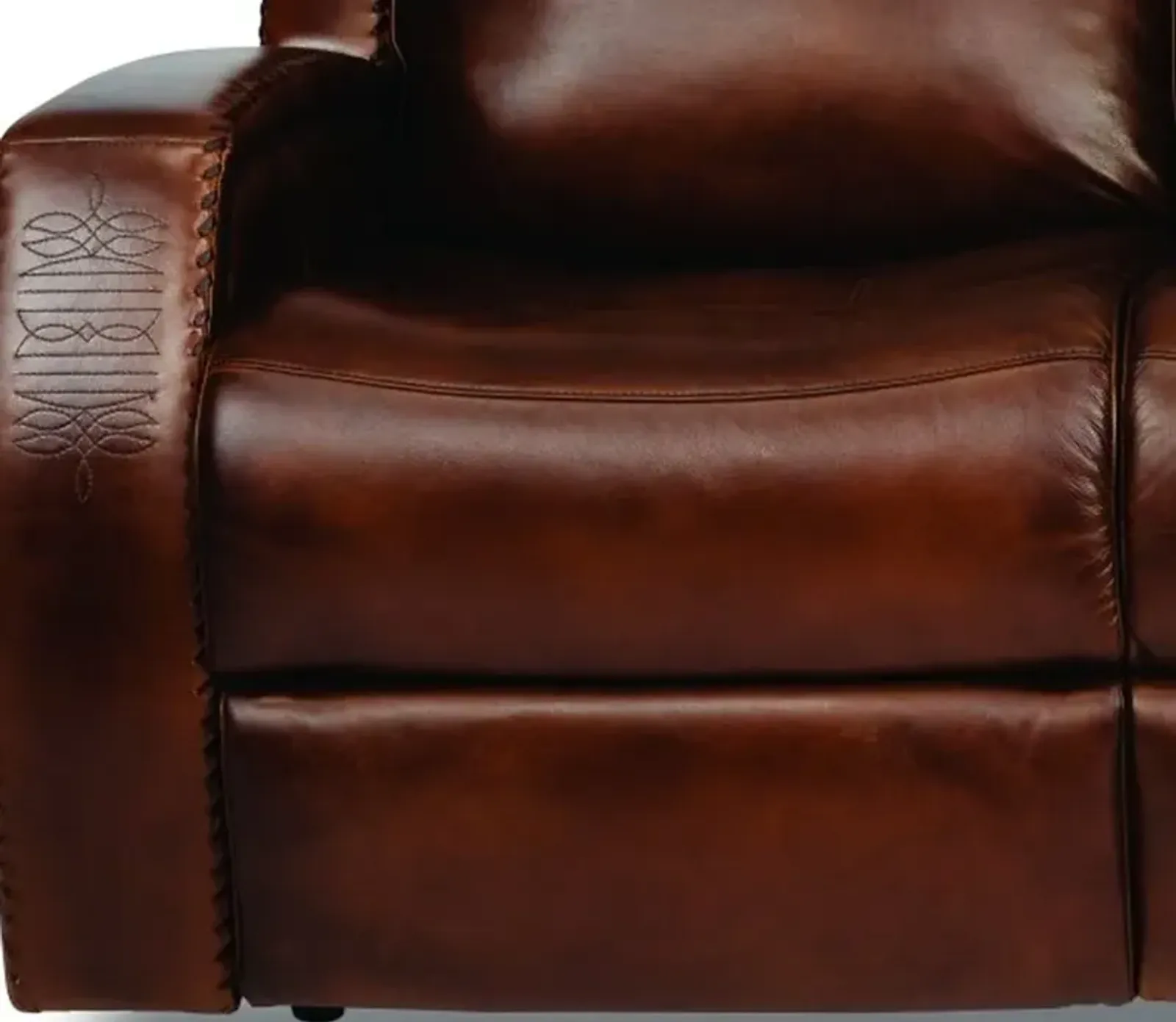 Flexsteel Mustang Brown Power Reclining Leather Loveseat with Power Headrests