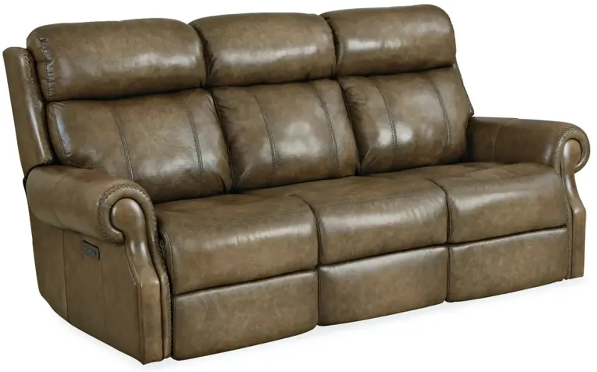 Hooker Furniture Brooks Power Leather Sofa with Power Headrest