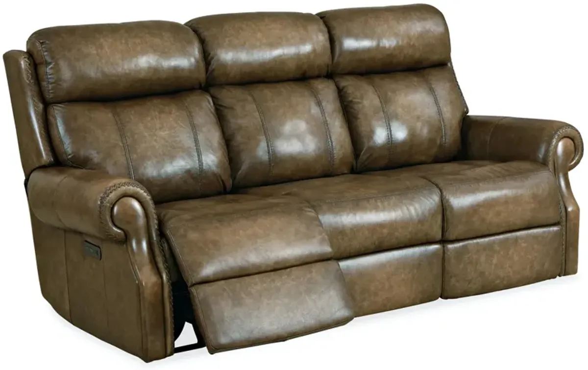 Hooker Furniture Brooks Power Leather Sofa with Power Headrest