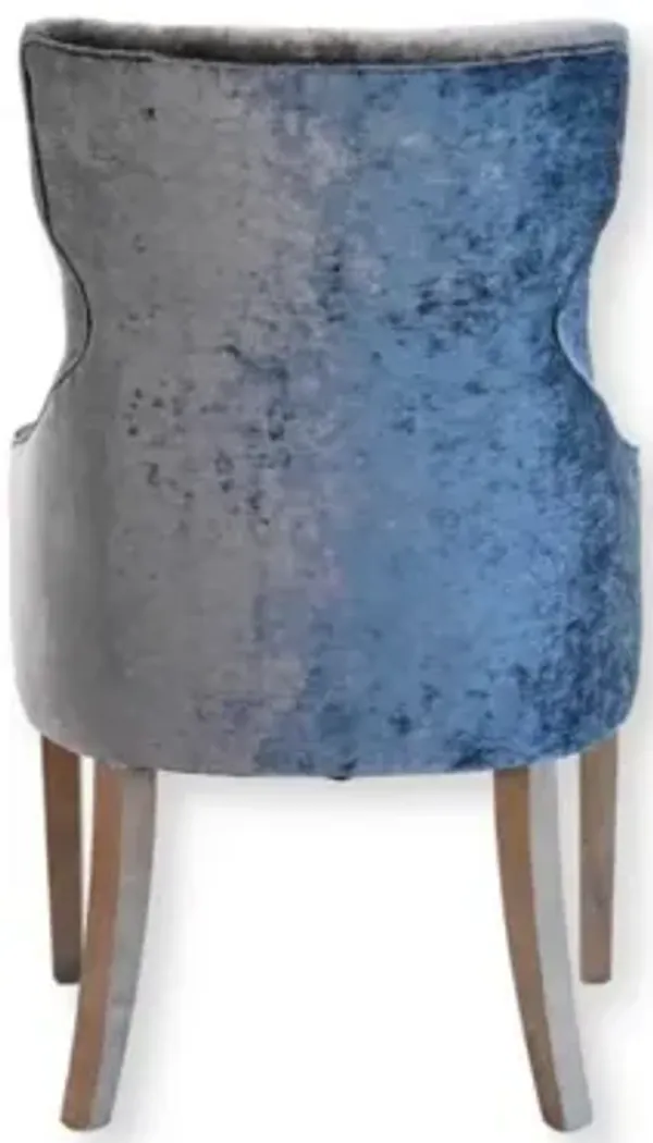 LUCY HIGH BACK DINING CHAIR IN GREY WITH VINTAGE PEWTER FINISH