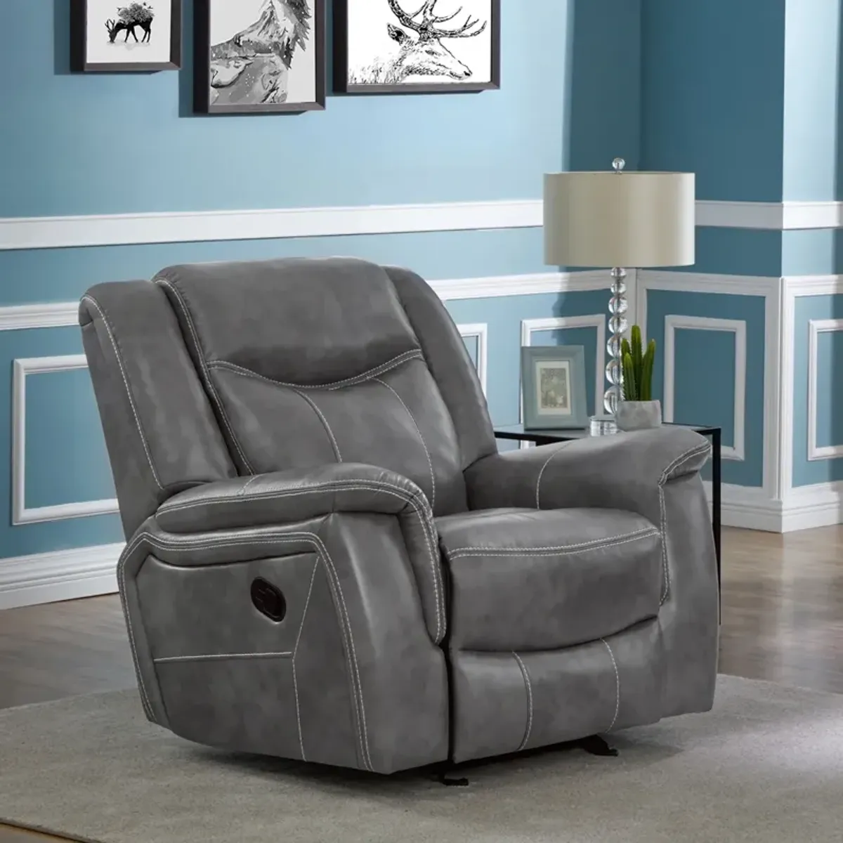 Coaster Conrad Upholstered Padded Arm Glider Recliner Grey