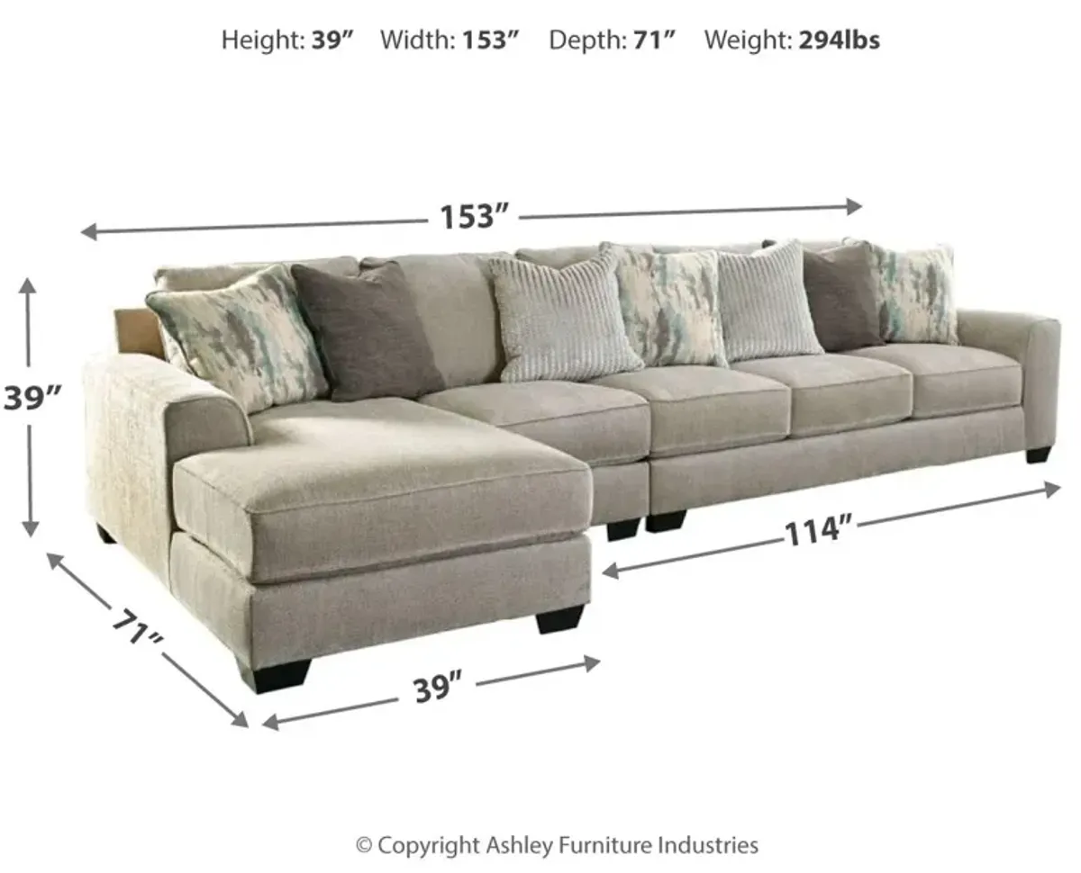 Ashley Ardsley 3-Piece Sectional with Chaise Left-Arm Facing Pewter