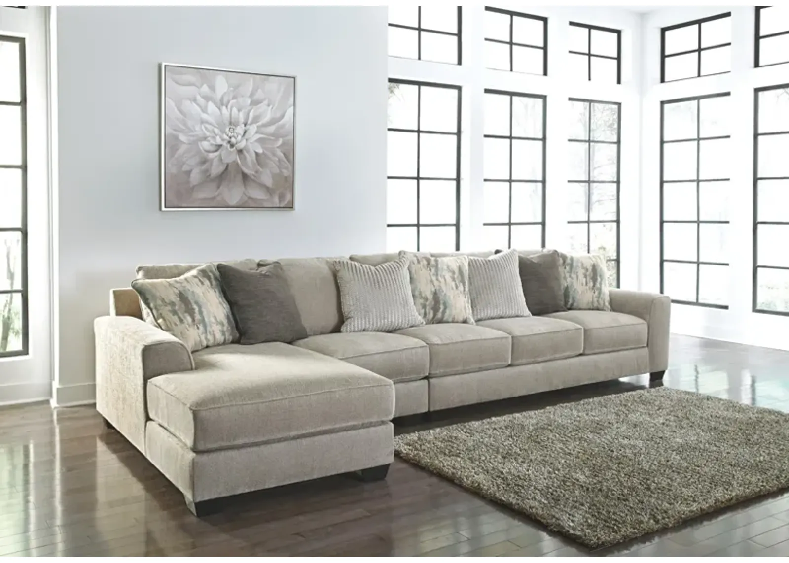 Ashley Ardsley 3-Piece Sectional with Chaise Left-Arm Facing Pewter