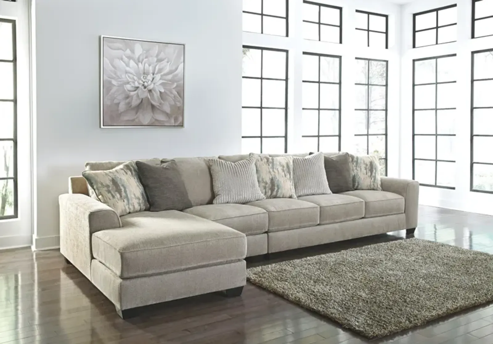 Ashley Ardsley 3-Piece Sectional with Chaise Left-Arm Facing Pewter