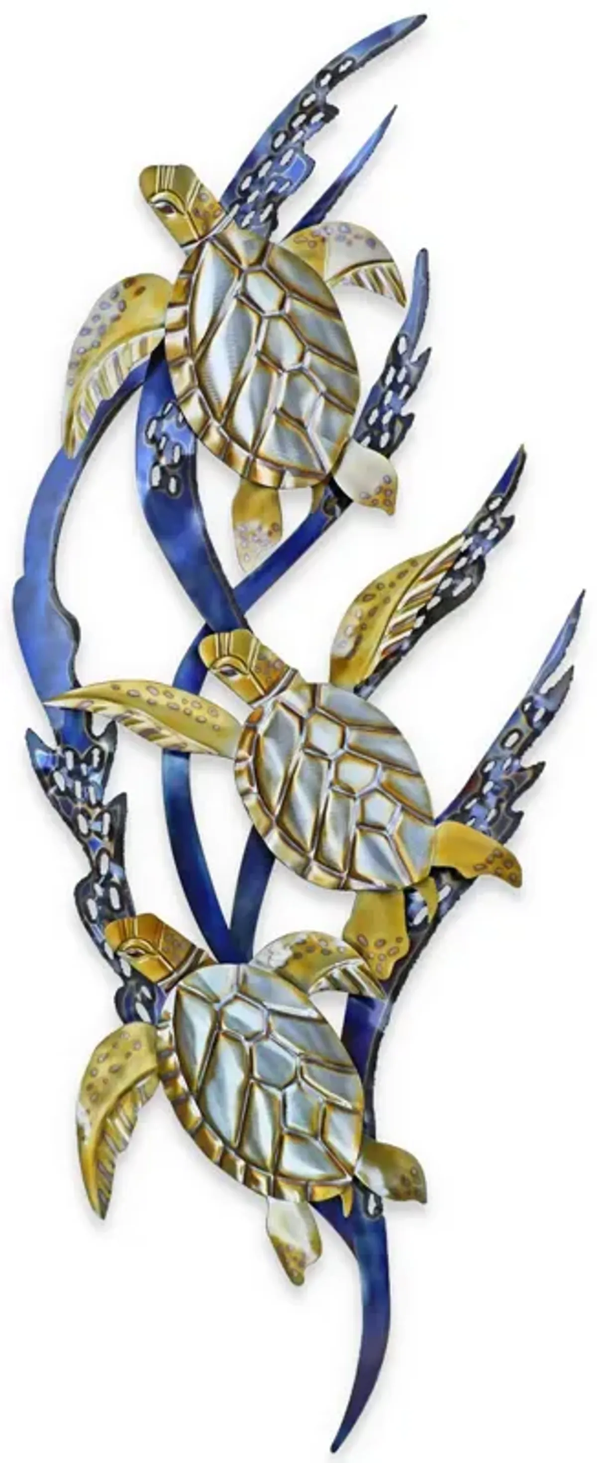 Copper Art Sea Turtles in Kelp Wall Art