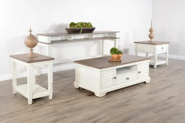 PASADENA MARBLE WHITE & BUCK SKIN COFFEE TABLE