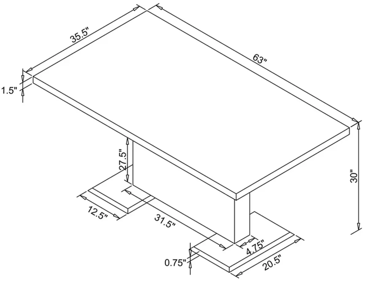 Coaster Anges Rectangular 63 Inch Dining Table White High Gloss