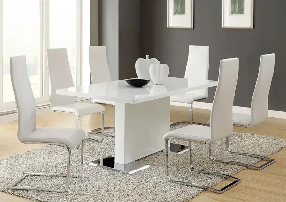 Coaster Anges Rectangular 63 Inch Dining Table White High Gloss