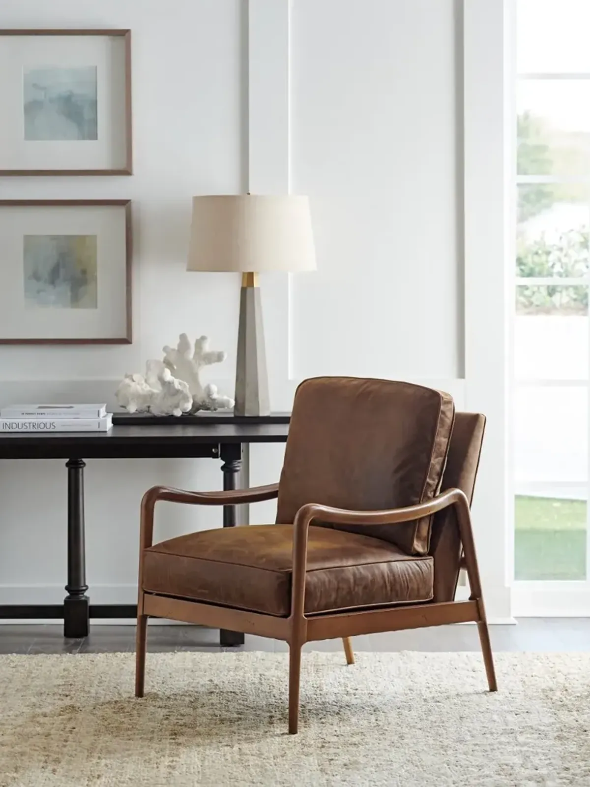 Barclay Butera Upholstery by Barclay Butera Leblanc Leather Bronze Armchair