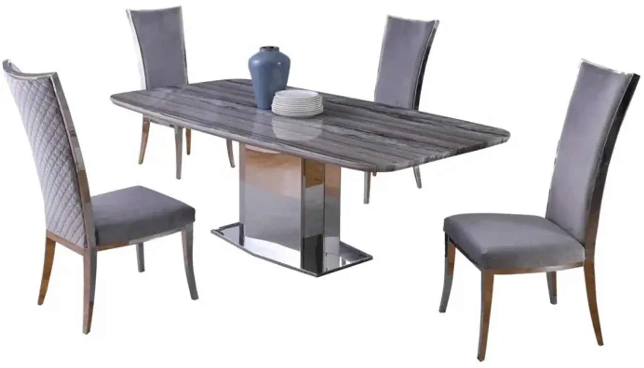 Isabel Contemporary Dining Set With Marble Top Table 4 Chairs Hudsons ...