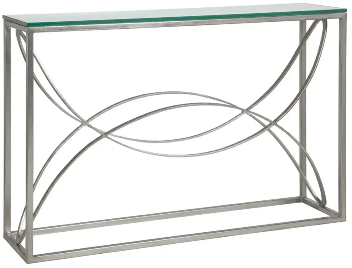 Artistica Home by Lexington Metal Designs Ellipse 54 Inch Modern Silver Leaf Console Accent Table