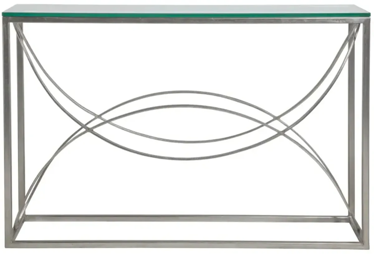 Artistica Home by Lexington Metal Designs Ellipse 54 Inch Modern Silver Leaf Console Accent Table