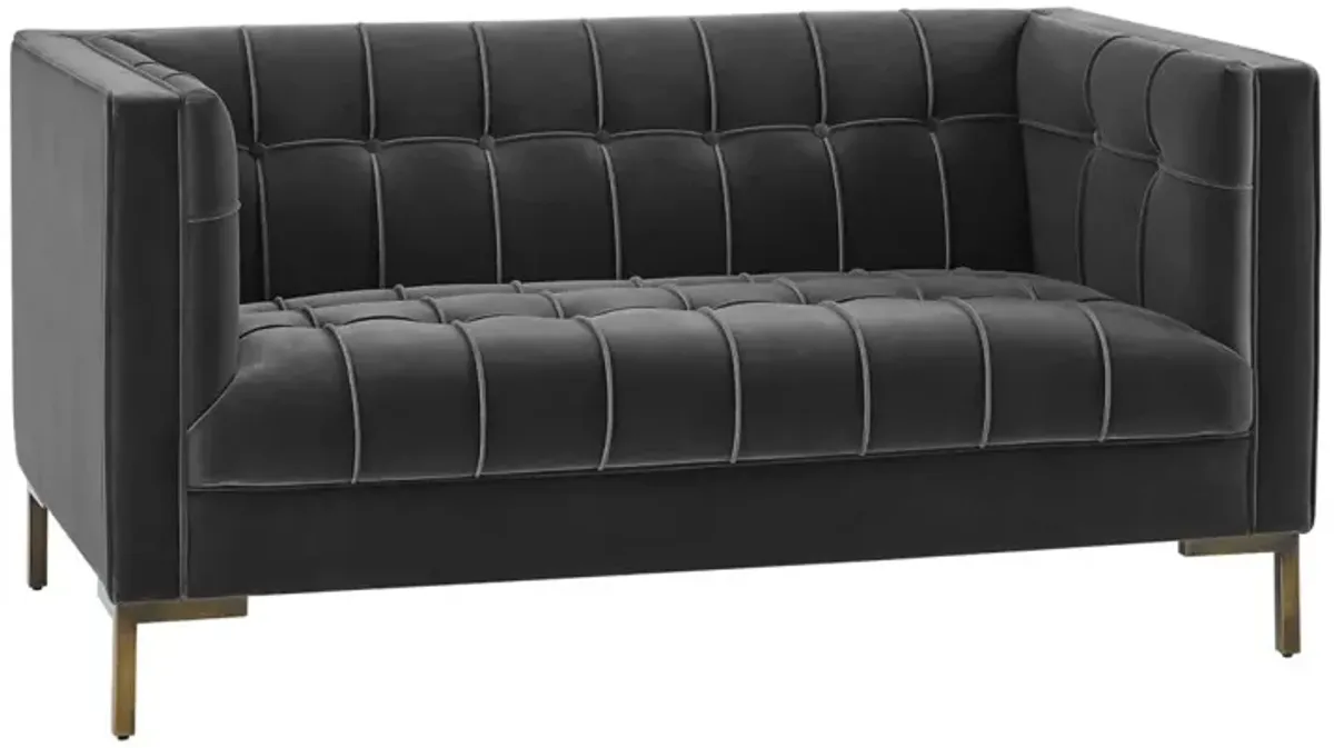 Steve Silver Isaac Channel Stitched Loveseat In Gray Velvet
