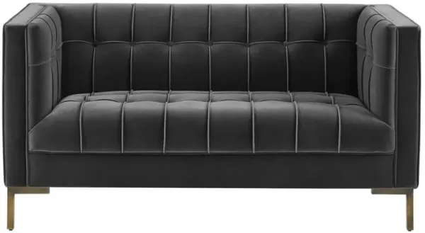 Steve Silver Isaac Channel Stitched Loveseat In Gray Velvet