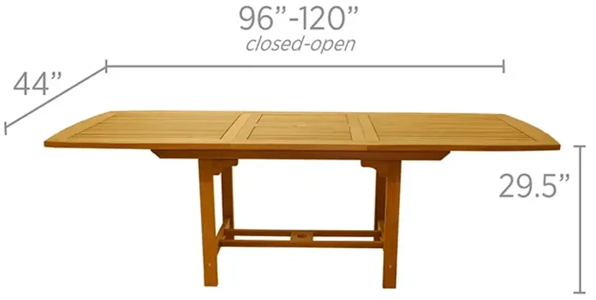 Royal Teak Outdoor Family Large Rectangular Expansion Dining Table