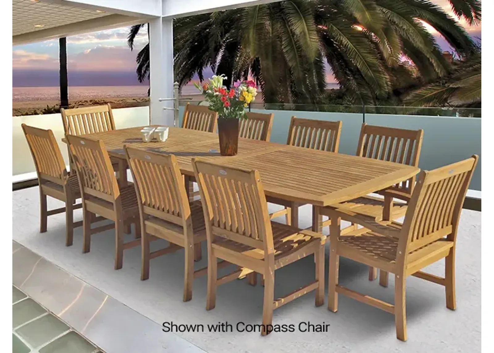 Royal Teak Outdoor Family Large Rectangular Expansion Dining Table