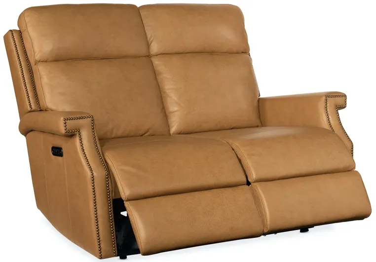 VAUGHN SHATTERED COIN ZERO GRAVITY LEATHER LOVESEAT WITH POWER HEADREST