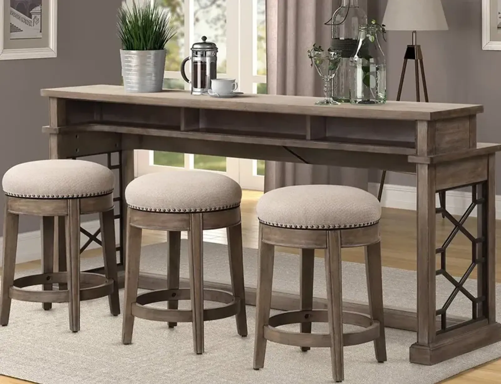 Parker House Sundance Collection Everywhere Sandstone Console Bar Stools & Table Set