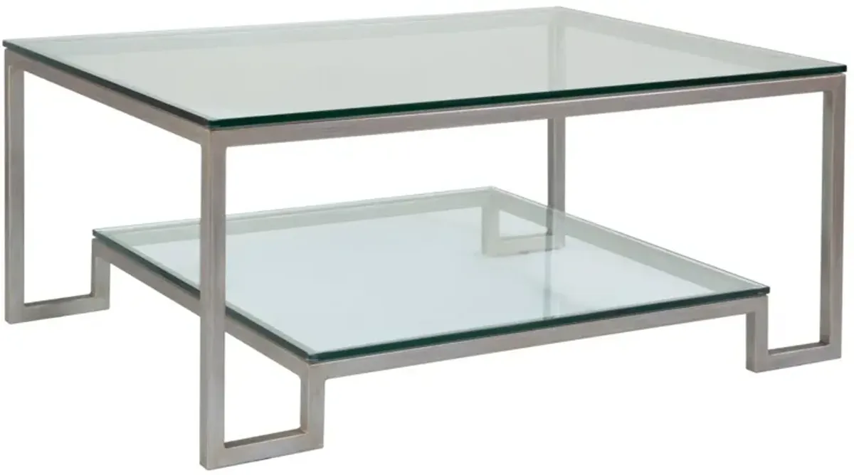 Artistica Home by Lexington Metal Designs Bonaire 42 Inch Rectangular Metal Cocktail Table Silver/Gold/Clear