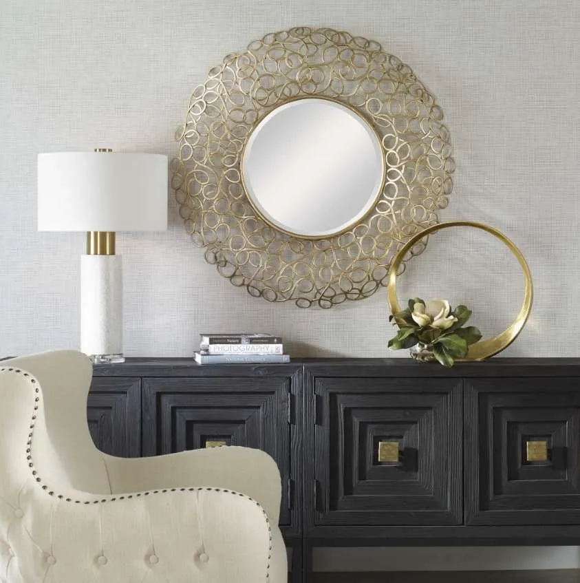 SWIRL GOLD ROUND MIRROR