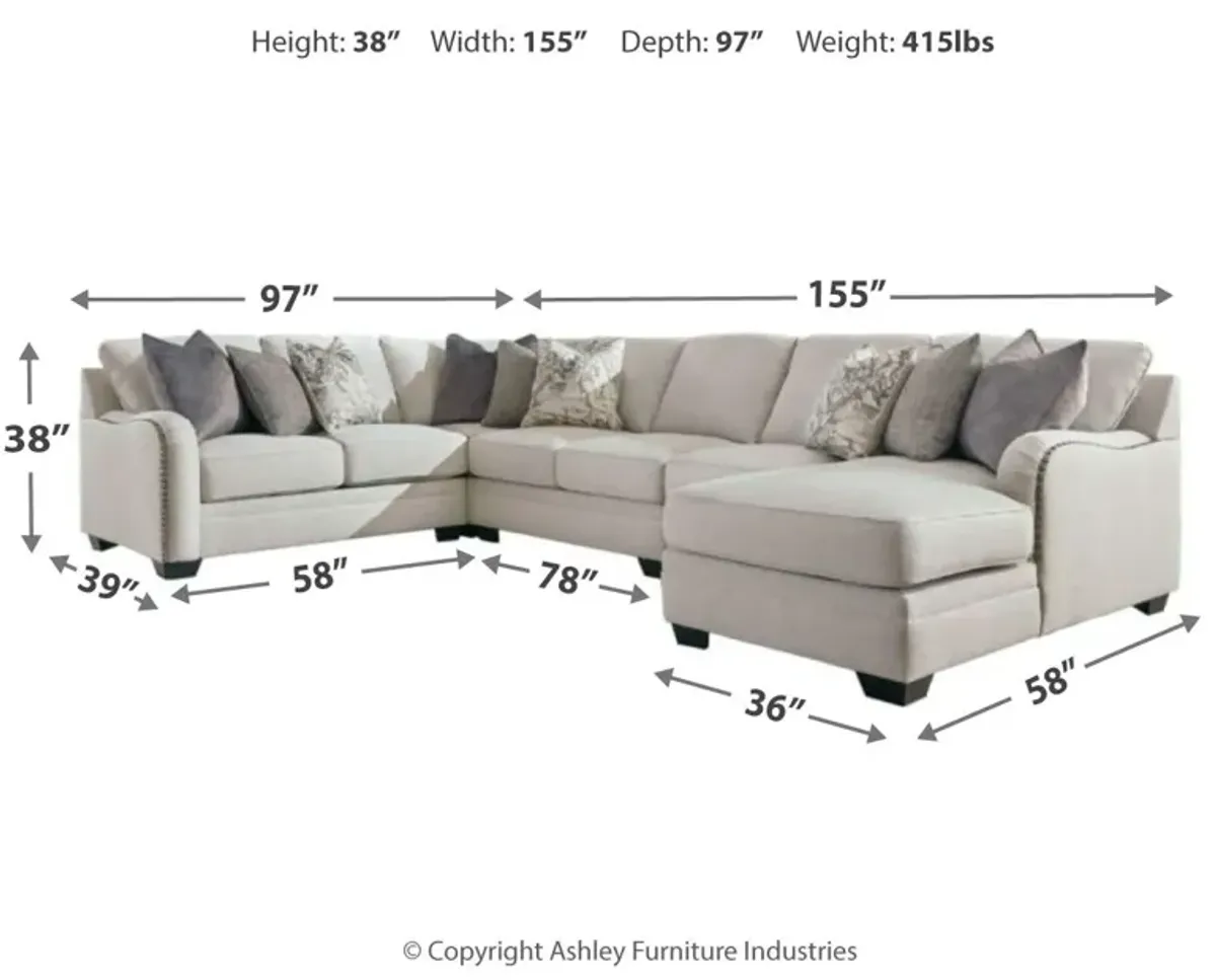 Ashley Dellara 5-Piece Sectional with Chaise Right-Arm Facing Chalk