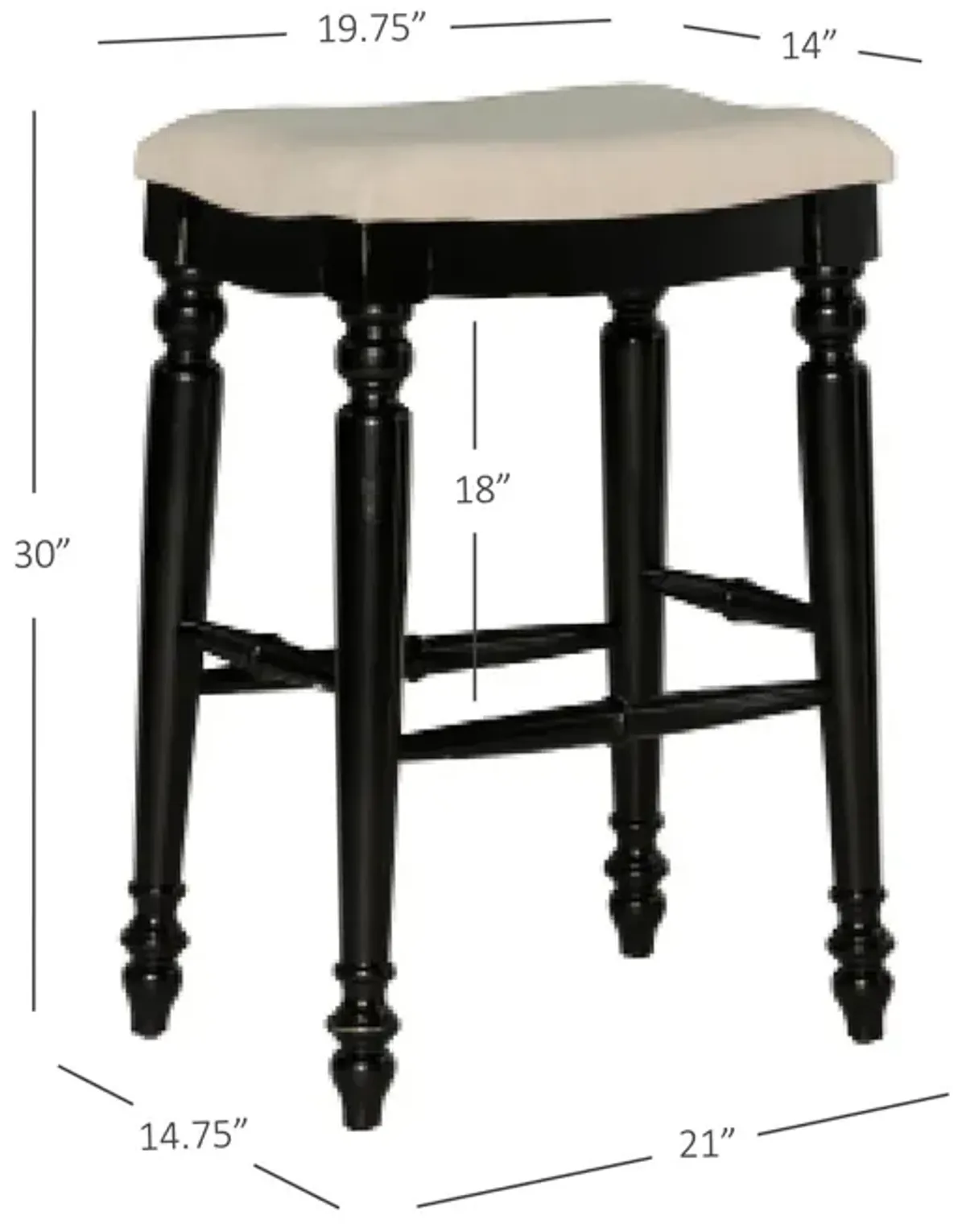 Linon Marino Black Backless Bar Stool